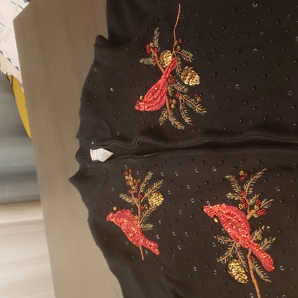 Red Robin beaded cardigan